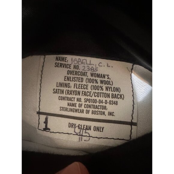 US Navy/DSCP Quarterdeck Collection Pea Coat Blazer Womens 14R Black Wool - Picture 6 of 16